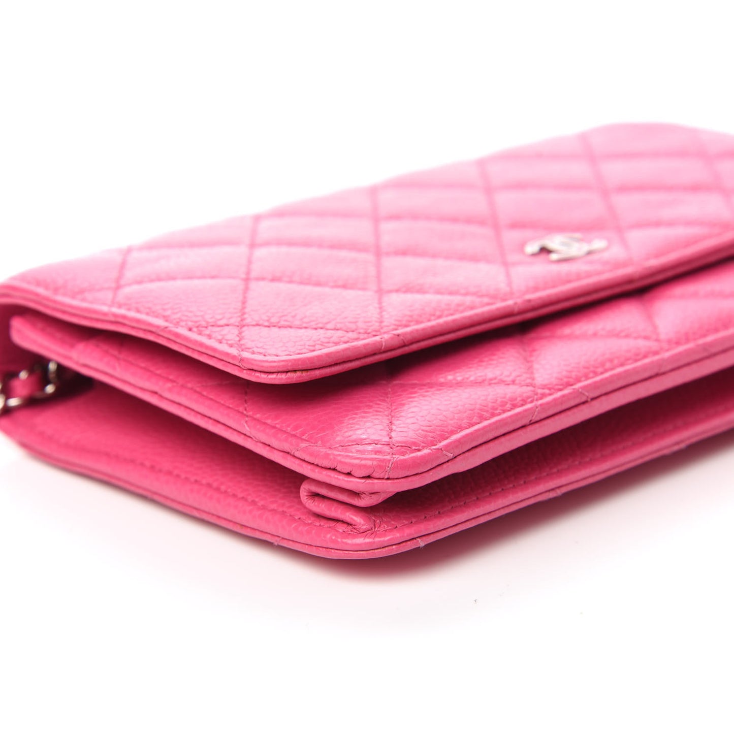 Caviar Quilted Wallet on Chain WOC Pink