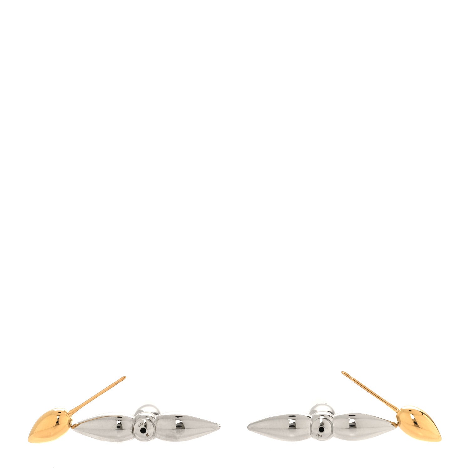 Louis Vuitton Metal Louisette Earrings Silver Gold 3 of 4