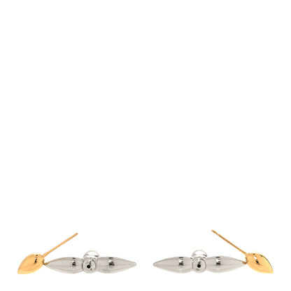 Louis Vuitton Metal Louisette Earrings Silver Gold 3 of 4