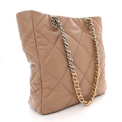 Chanel Lambskin Quilted Chanel 19 Shopping Bag Beige 3 of 10