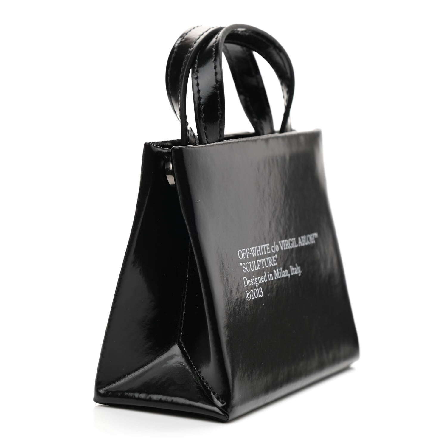 Off-White Patent Calfskin Mini Logo Box Bag Black 3 of 8