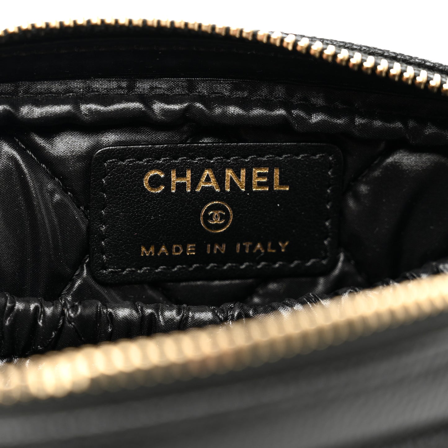 Caviar Quilted Small Curvy Pouch Cosmetic Case Black