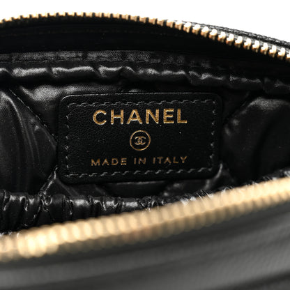 Chanel Caviar Quilted Small Curvy Pouch Cosmetic Case Black 6 of 7