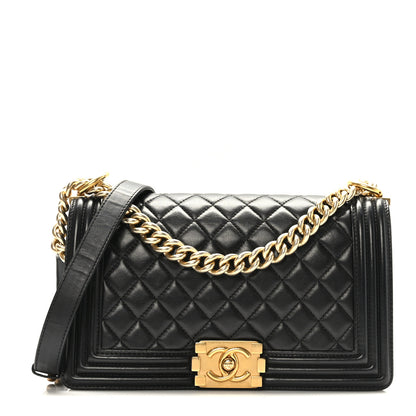 Chanel Lambskin Quilted Medium Boy Flap Black 1 of 9