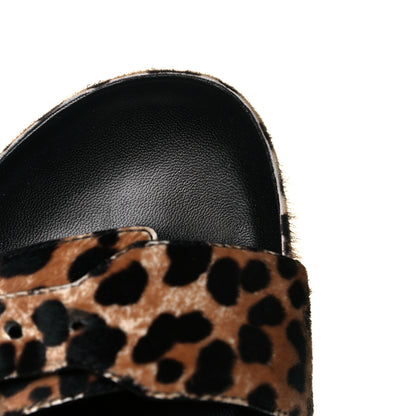 Louis Vuitton Calfskin Pony Hair Leopard Bom Dia Mule Sandals 38 Cognac Brown 7 of 9
