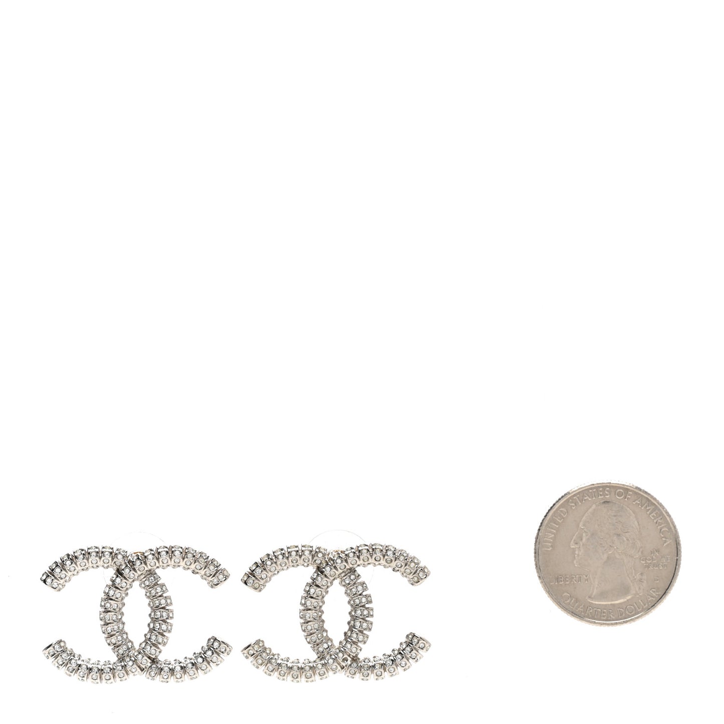 Crystal Large CC Earrings Silver