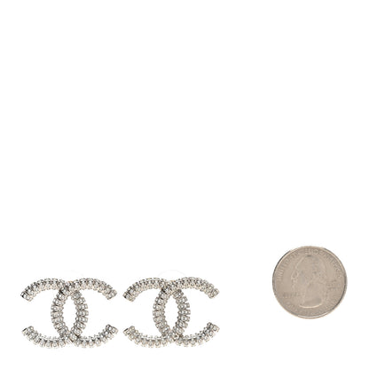 Chanel Crystal Large CC Earrings Silver 2 of 5