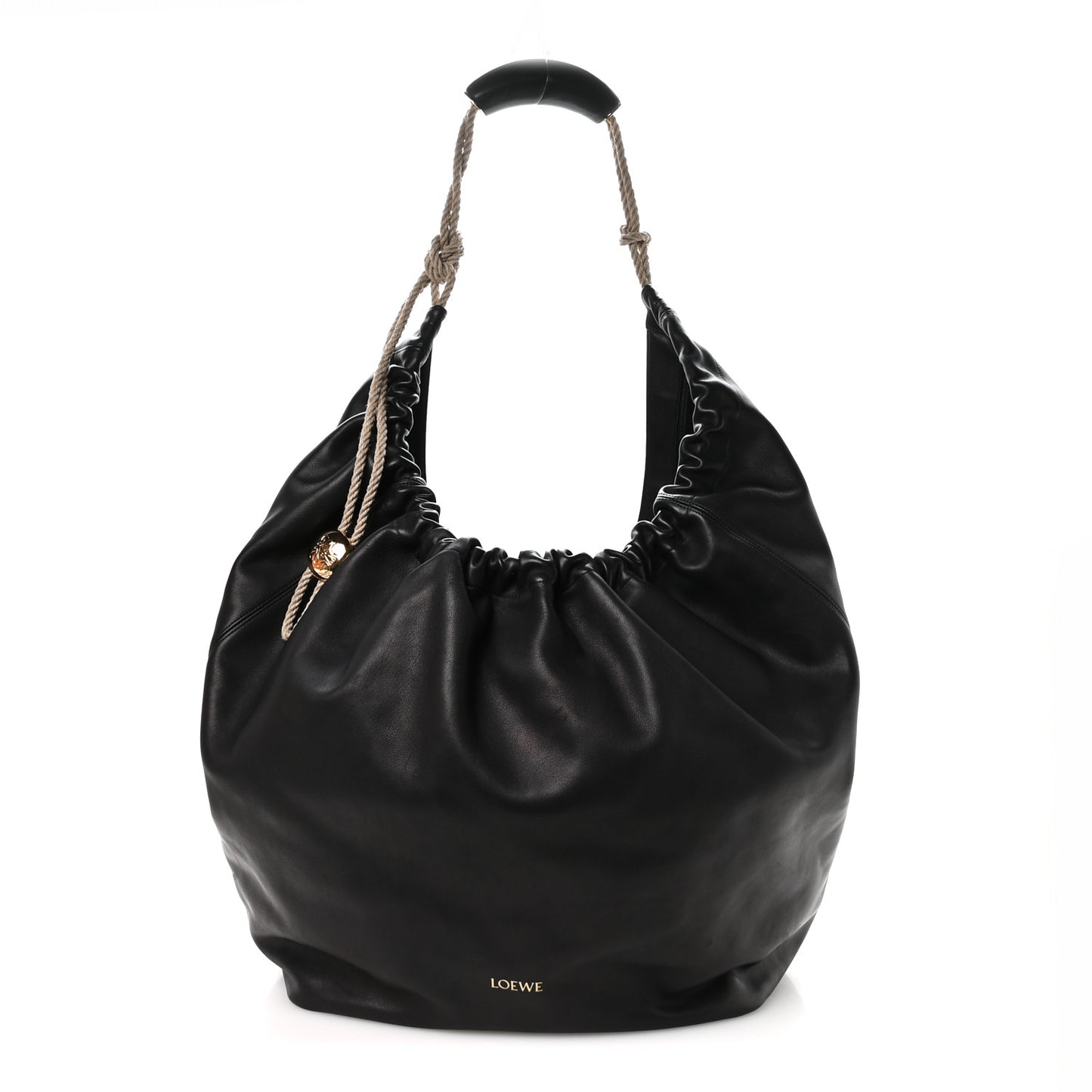 Calfskin XL Squeeze Cord Bag Black