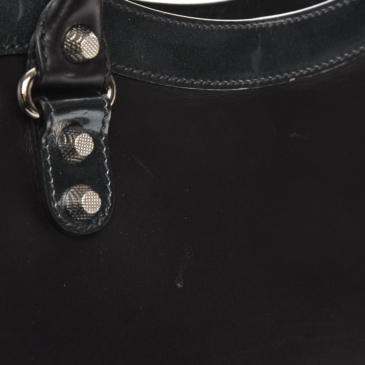 Smooth Calfskin Metallic Patent Giant 12 Silver Hardware City Black Gris