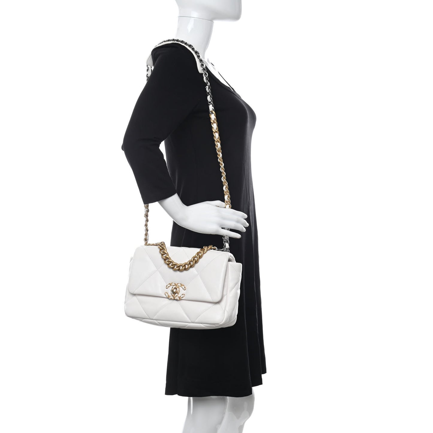 Lambskin Quilted Medium Chanel 19 Flap White