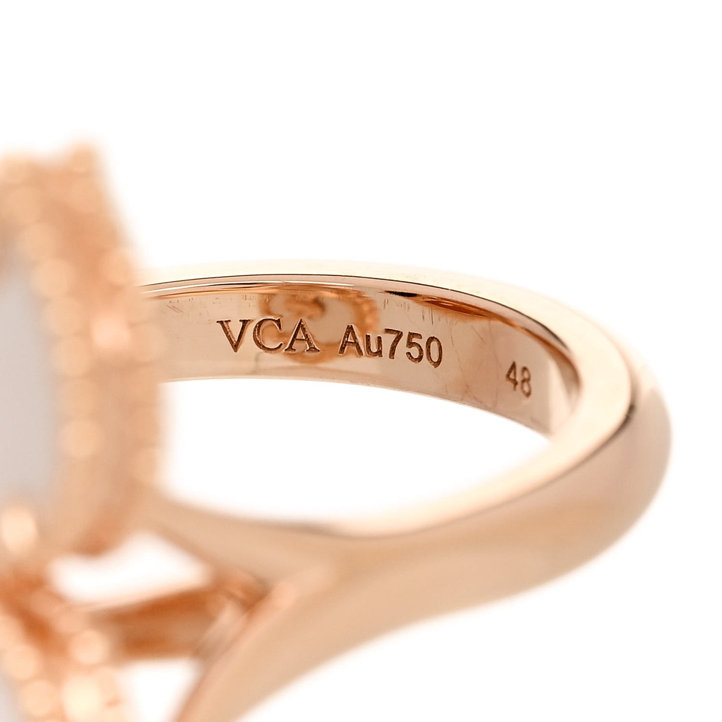 18K Rose Gold Mother of Pearl Carnelian Black Onyx Lucky Spring Between the Finger Ring 48 4.5
