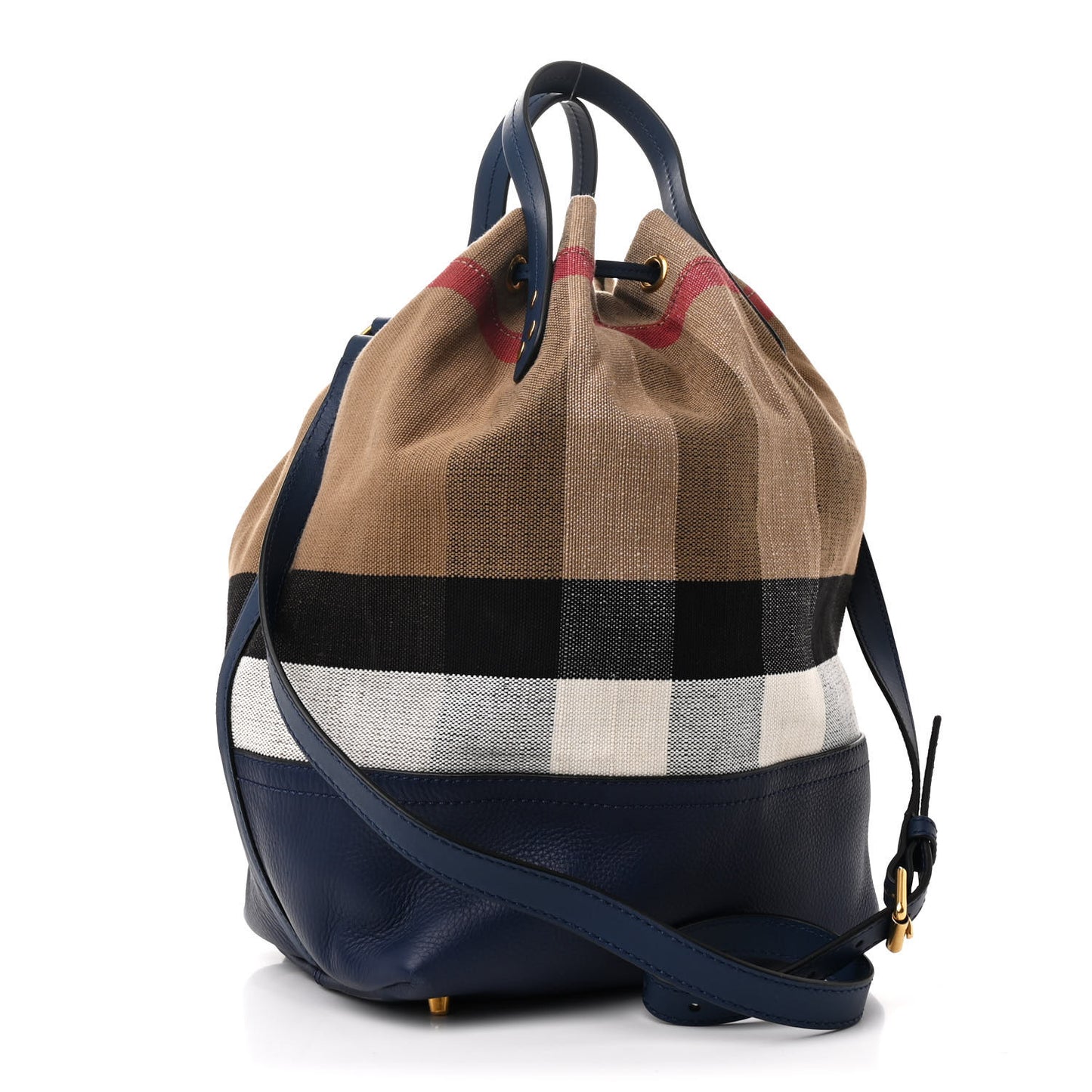 Grainy Calfskin House Check Canvas Heston Crossbody Blue