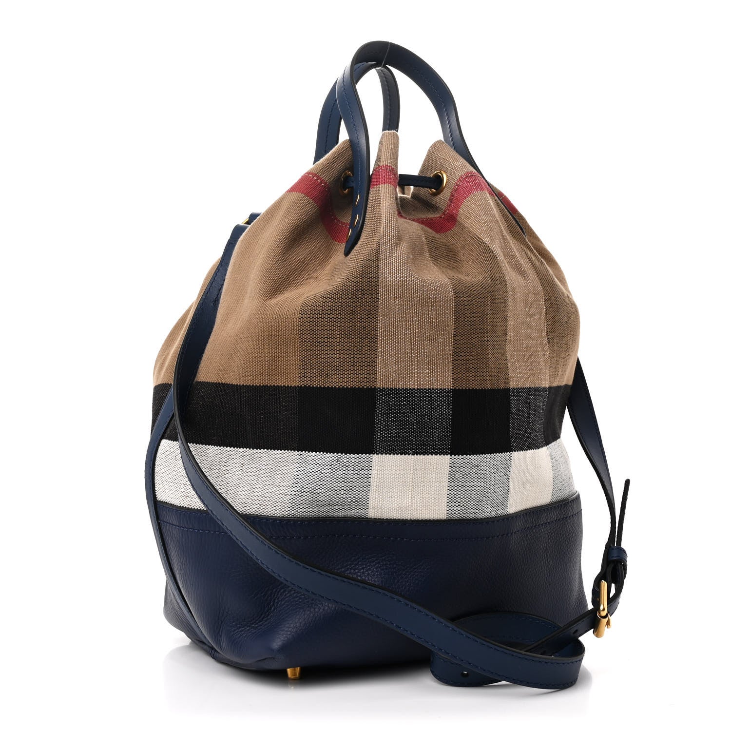 Burberry Grainy Calfskin House Check Canvas Heston Crossbody Blue 4 of 11