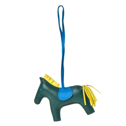 Hermes Milo Lambskin Grigri Rodeo Horse Bag Charm MM Malachite Bleu Zanzibar Lime 1 of 3