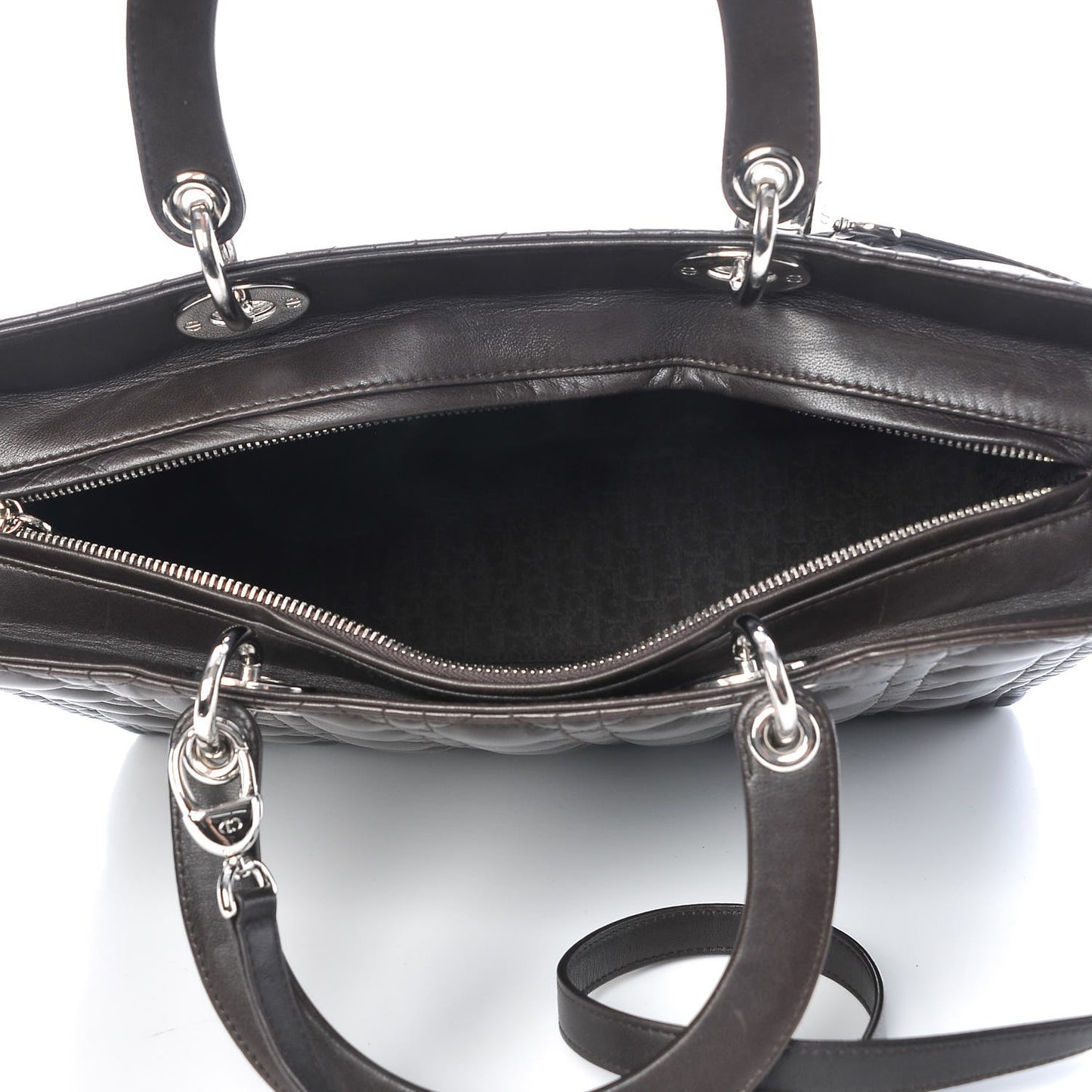 Lambskin Cannage Large Lady Dior Dark Brown