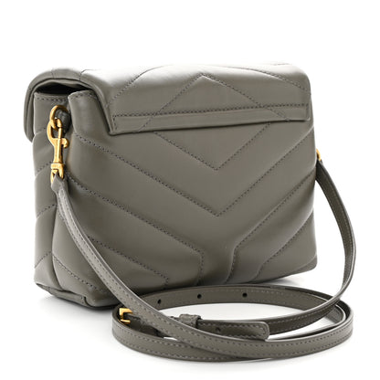 Saint Laurent Calfskin Y Quilted Monogram Toy Loulou Crossbody Bag Grey Kaki 3 of 11