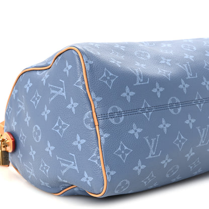 Louis Vuitton Calfskin Monogram Speedy P9 Bandouliere 30 Silk Blue 12 of 14