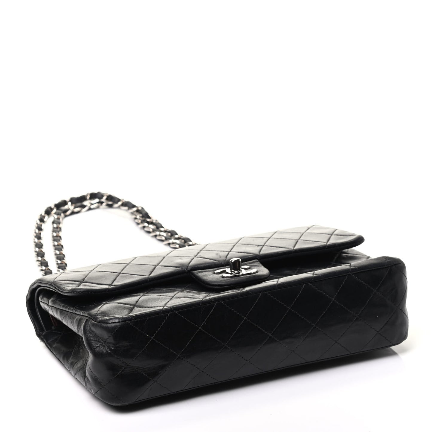Lambskin Quilted Medium Double Flap Black