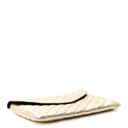 Chanel Laminated Lambskin Quilted CC Cap Toe Slipper With Pouch 39 Gold Black 12 of 15