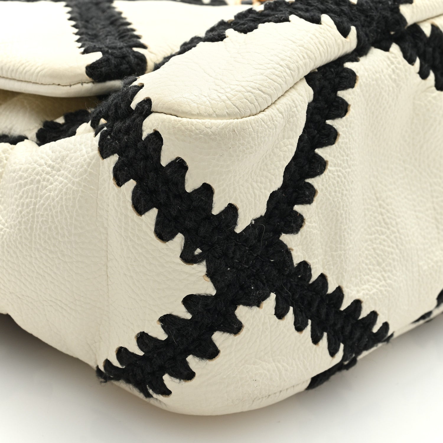 Chanel Calfskin Crochet Medium Chanel 19 Flap White Black 8 of 9