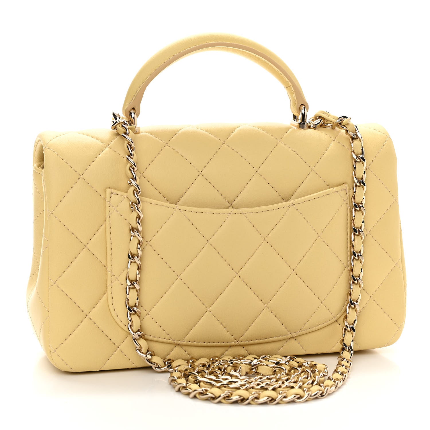 Chanel Lambskin Quilted Mini Top Handle Rectangular Flap Yellow 3 of 11