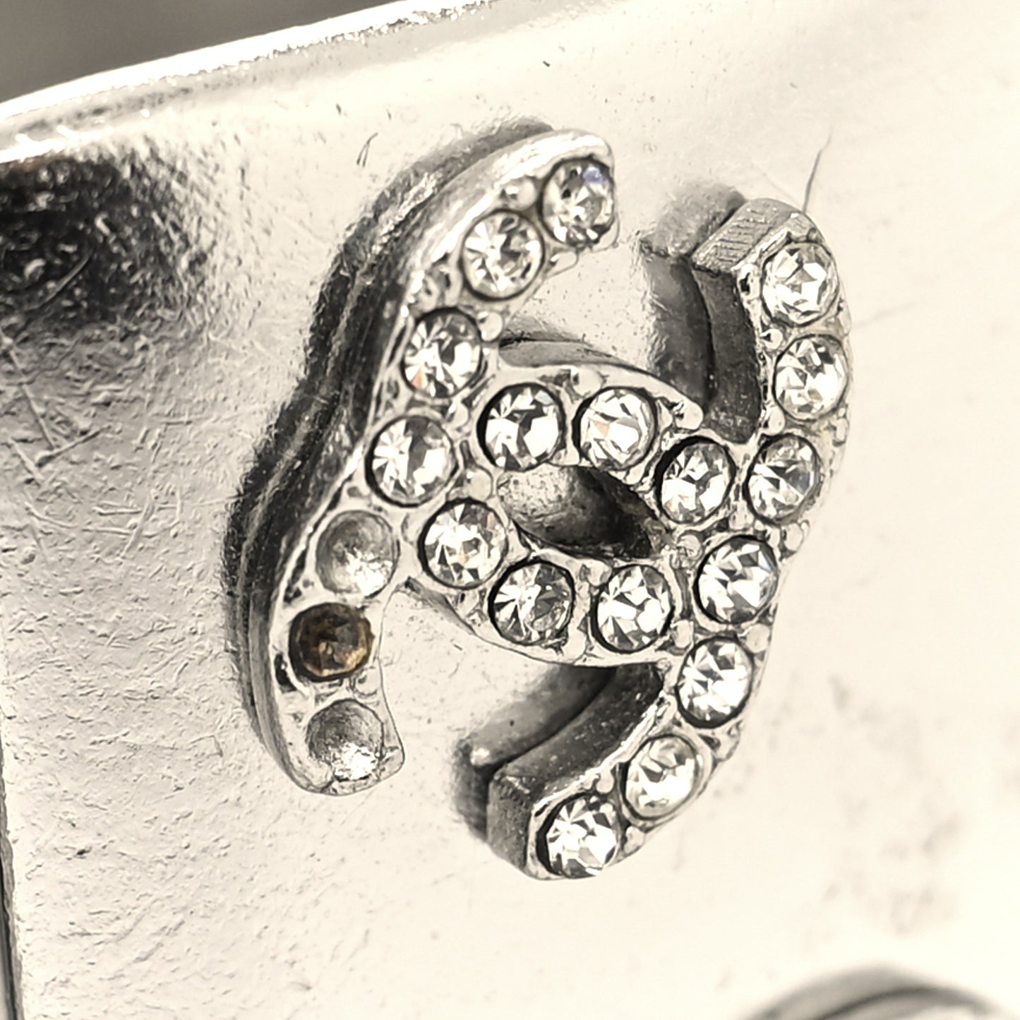 Metal Crystal CC Cuff Silver