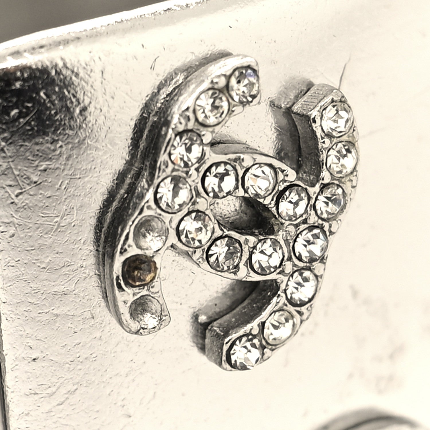 Chanel Metal Crystal CC Cuff Silver 8 of 8