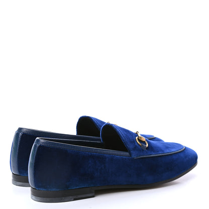 Gucci Velvet Horsebit Womens Jordaan Loafers 37 Blue Cobalt 3 of 4