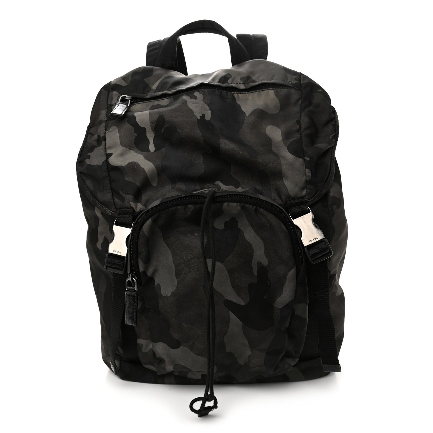 Tessuto Nylon Camouflage Print Double Buckle Backpack Fumo