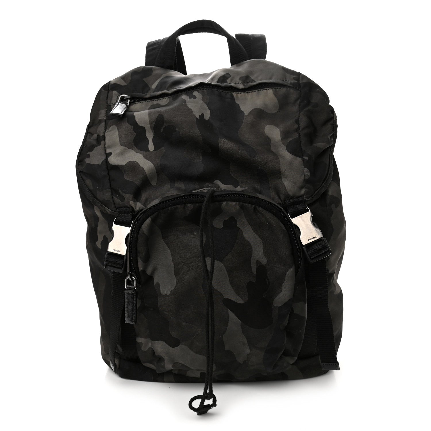Prada Tessuto Nylon Camouflage Print Double Buckle Backpack Fumo 1 of 11