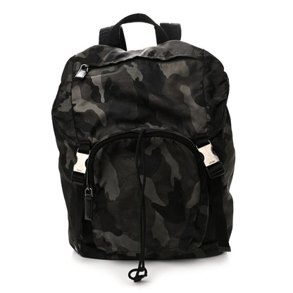 Prada Tessuto Nylon Camouflage Print Double Buckle Backpack Fumo 1 of 11