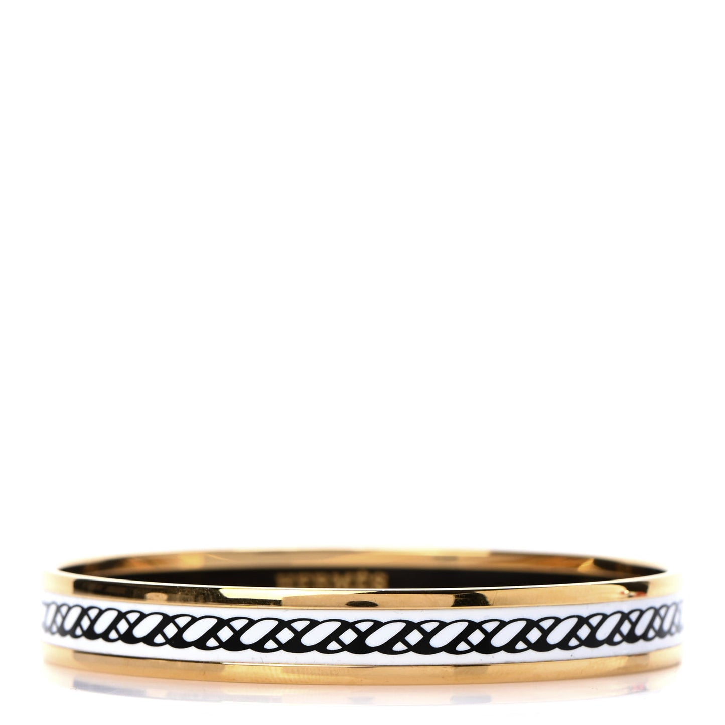 Enamel Printed Narrow Tressages d'Apparat Croisillons Bracelet Black