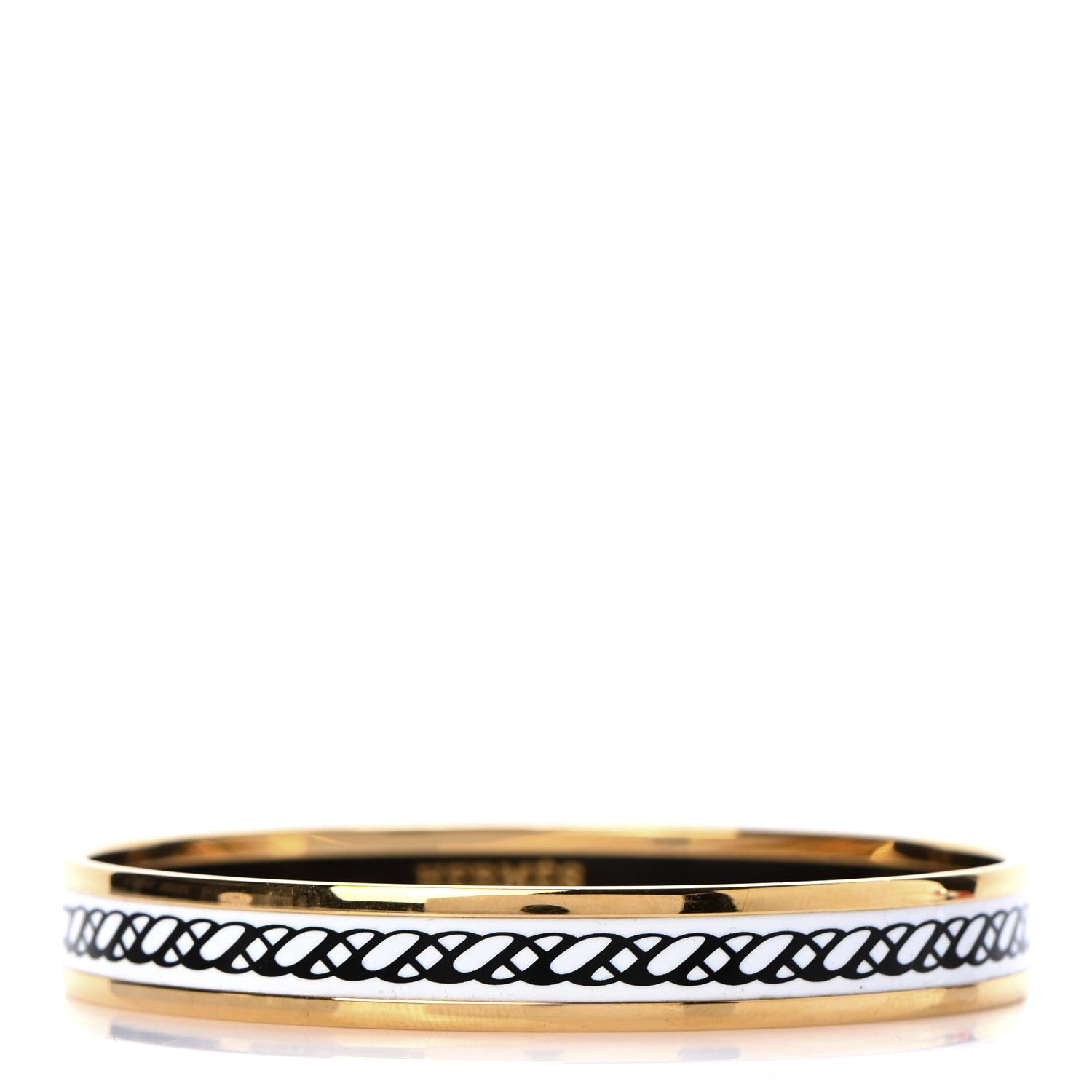 Hermes Enamel Printed Narrow Tressages d'Apparat Croisillons Bracelet Black 1 of 5