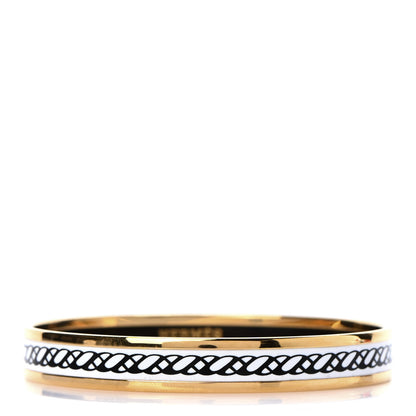 Hermes Enamel Printed Narrow Tressages d'Apparat Croisillons Bracelet Black 1 of 5