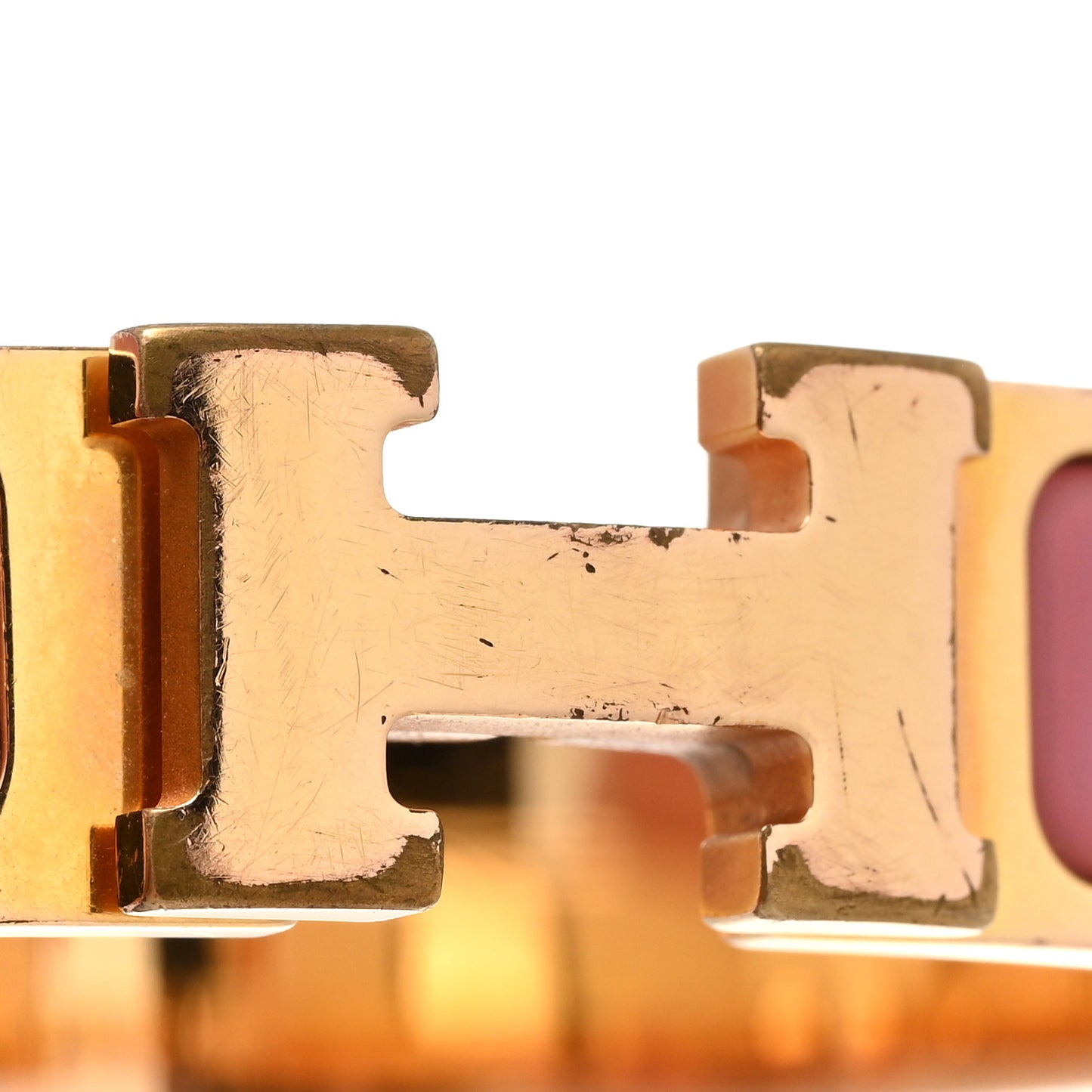 Enamel Narrow Clic Clac H Bracelet PM Rose Delirium