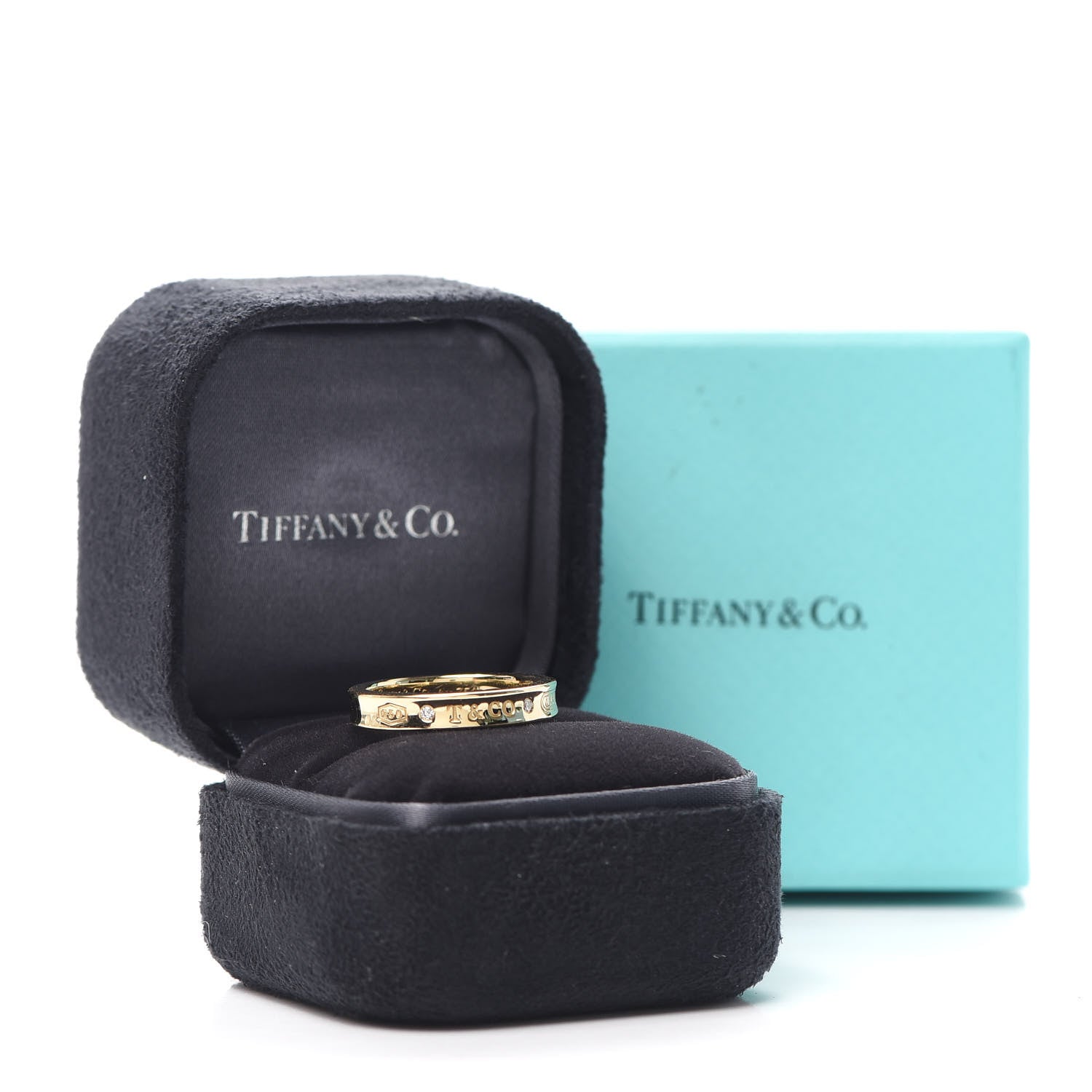 Tiffany 18K Yellow Gold Diamond Narrow 1837 Ring 54 7 6 of 6