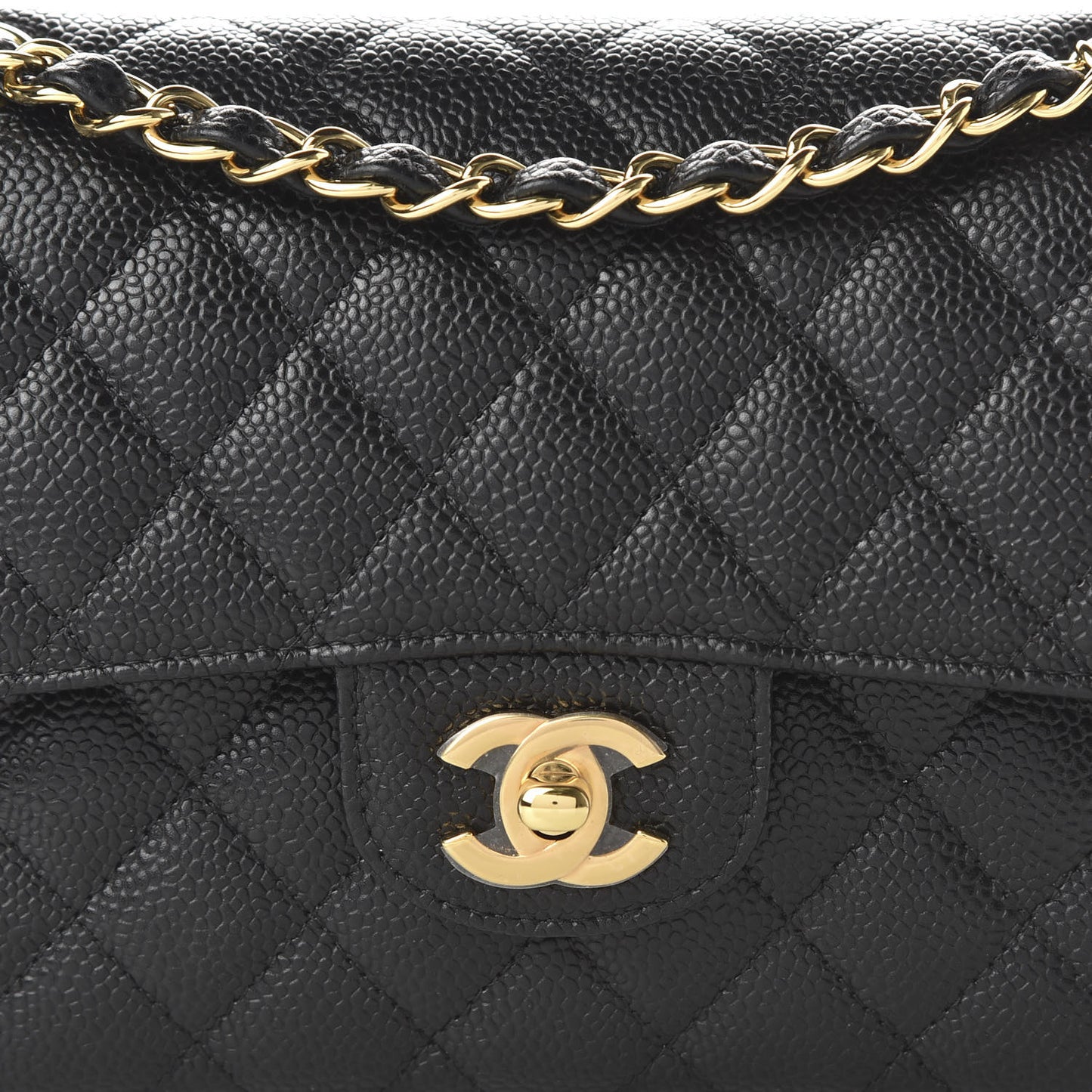 Caviar Quilted Small Double Flap Black