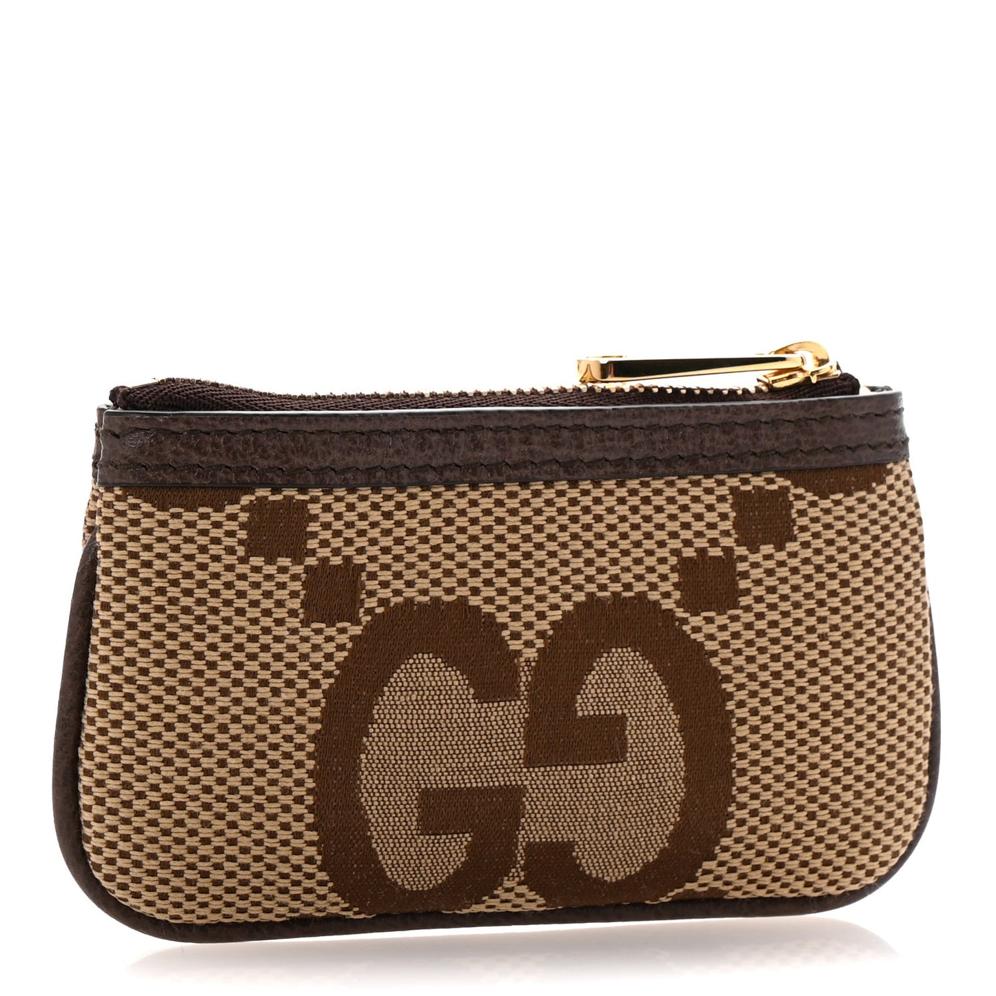 Monogram Jumbo GG Textured Dollar Calfskin Ophidia Key Case Camel Ebony New Acero