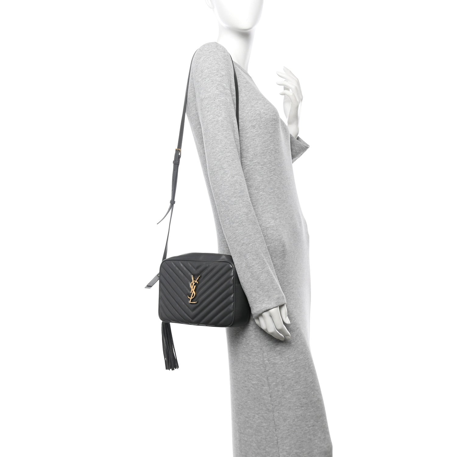 Saint Laurent Calfskin Matelasse Monogram Lou Camera Bag Storm 2 of 11