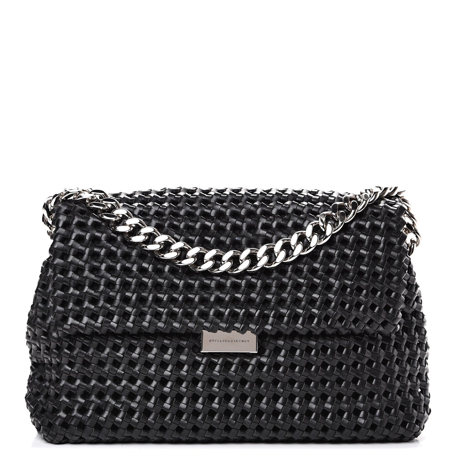 Stella McCartney Eco Alter Nappa Weaved Becks Shoulder Bag Black 1 of 9