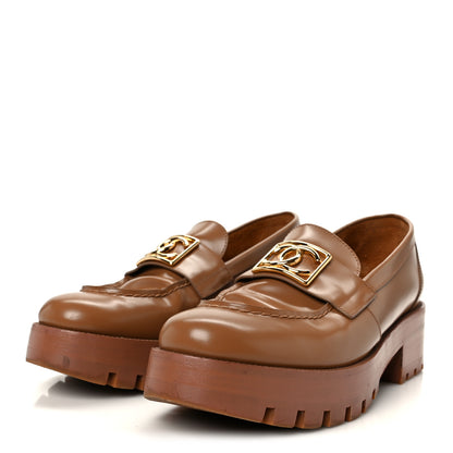 Chanel Calfskin Metal CC Loafers 40 Brown 4 of 8