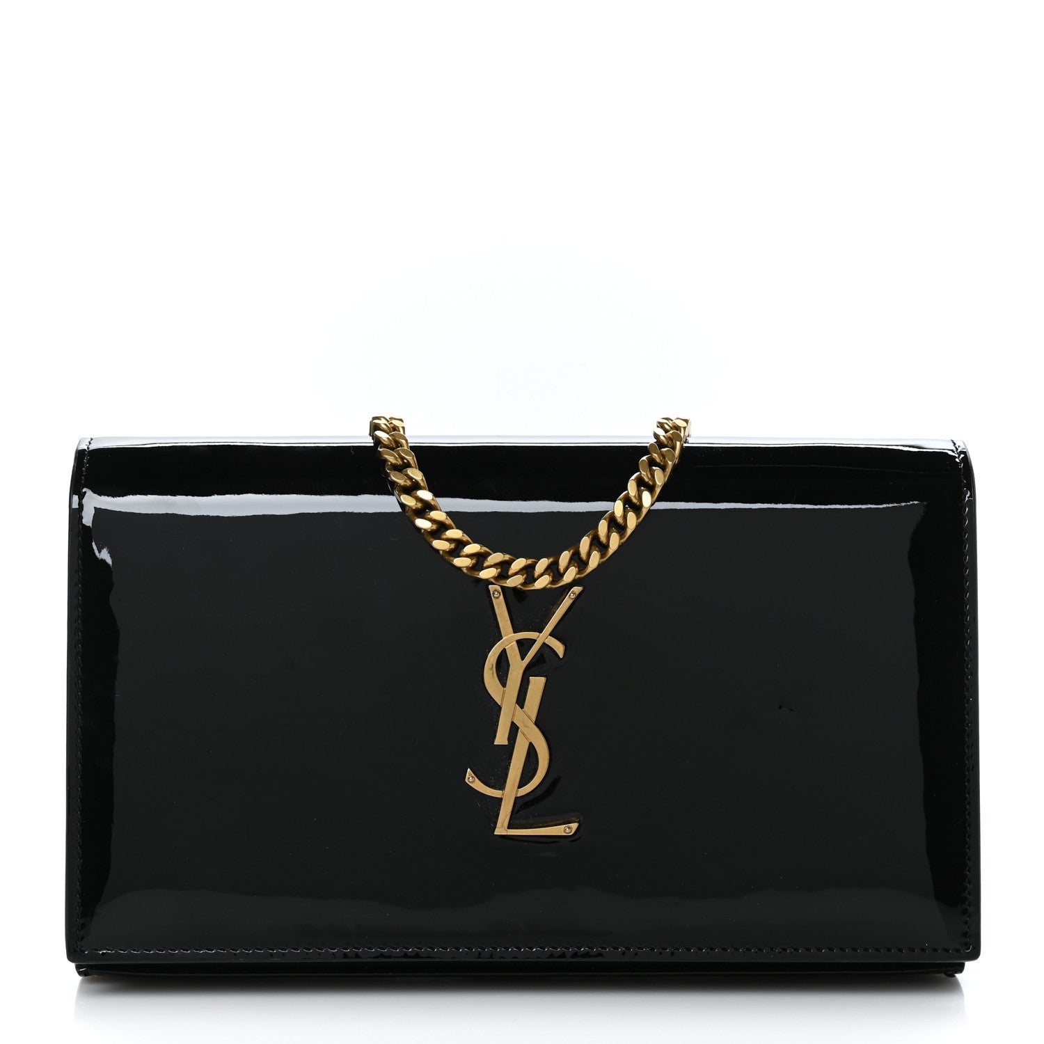 Saint Laurent Patent Calfskin Monogram Kate Wallet On Chain Black 1 of 8