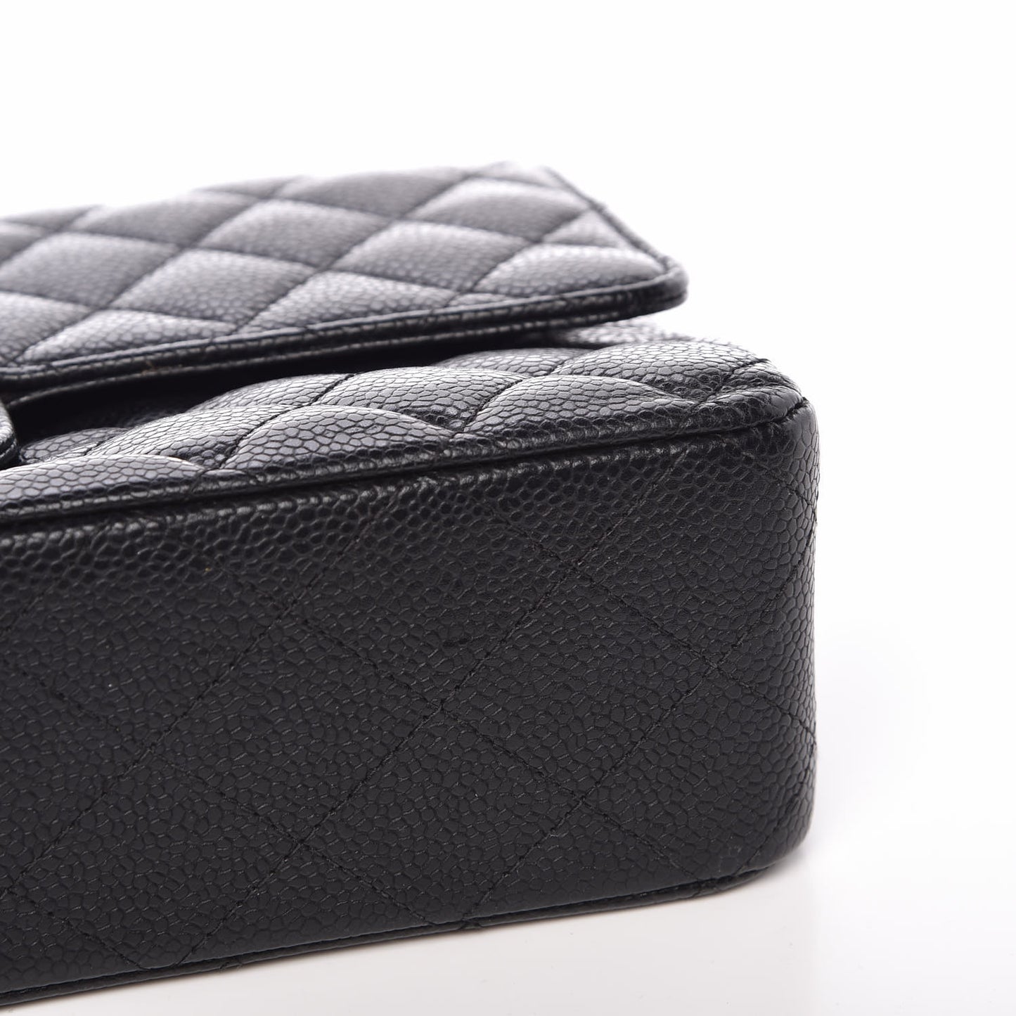 Caviar Quilted Medium Double Flap Black