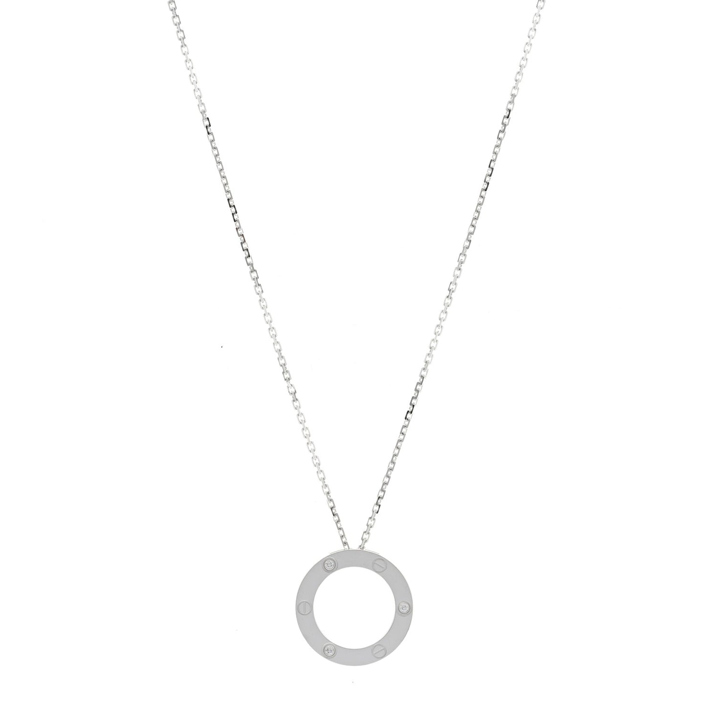 18K White Gold 3 Diamonds LOVE Pendant Necklace