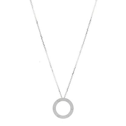 Cartier 18K White Gold 3 Diamonds LOVE Pendant Necklace 1 of 5