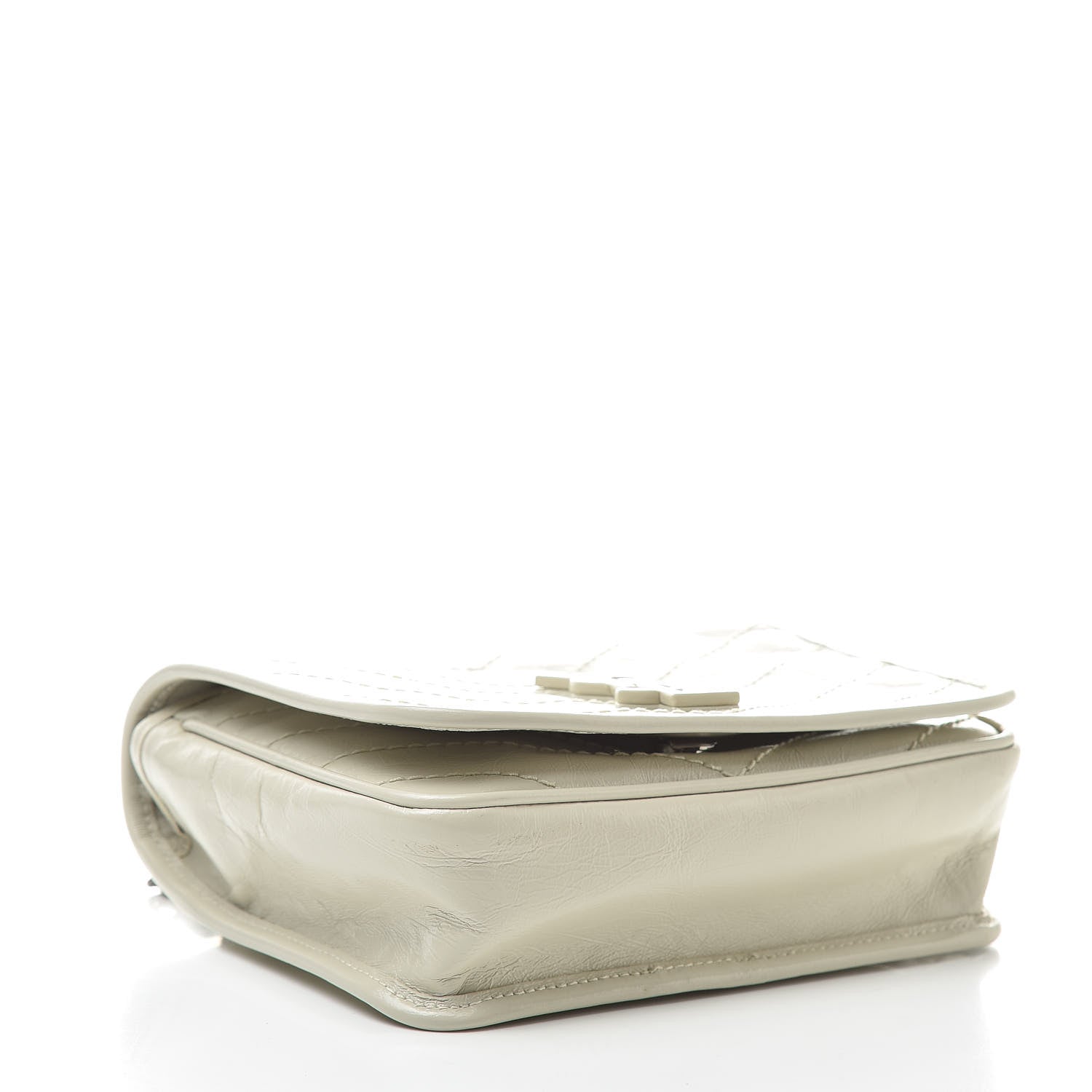 Saint Laurent Crinkled Calfskin Matelasse Monogram Niki Chain Wallet Crema Soft 4 of 11