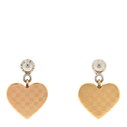 Louis Vuitton Damier Valentine Earrings Gold 1 of 3