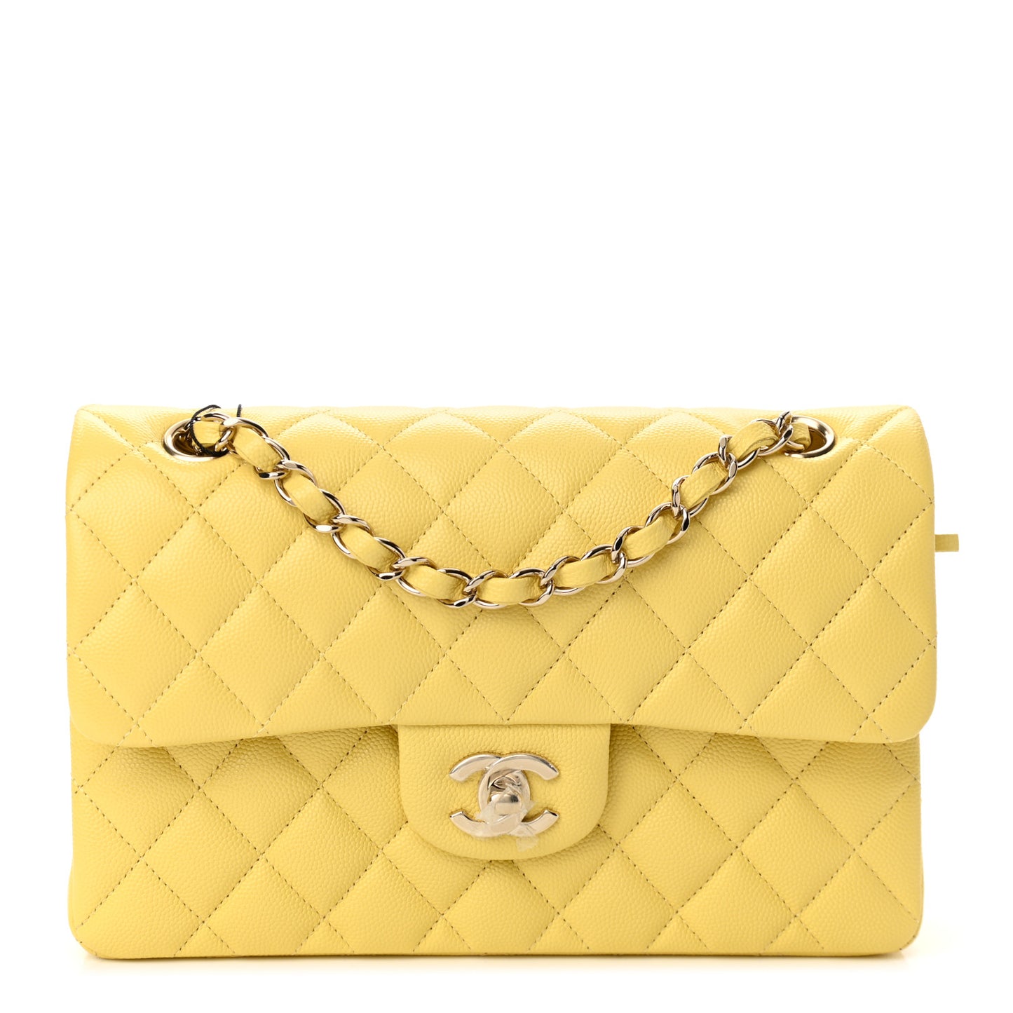 Caviar Quilted Small Double Flap Yellow