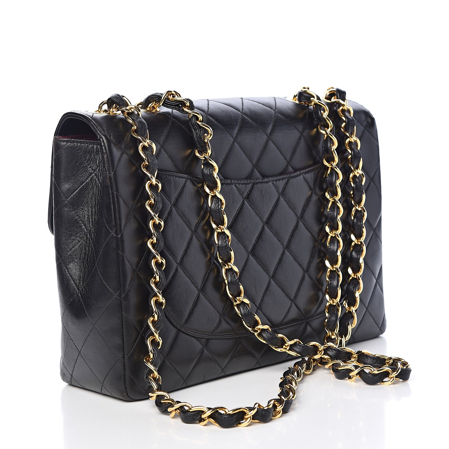 Lambskin Quilted Jumbo Single Flap Black