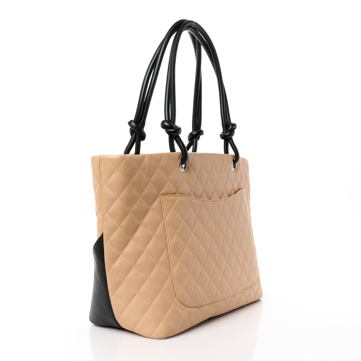 Chanel Calfskin Quilted Large Cambon Tote Beige Black 3 of 13
